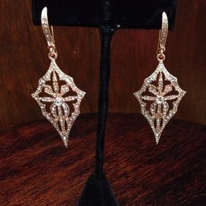 Rose Gold and Crystal Encrusted Accent Earrings